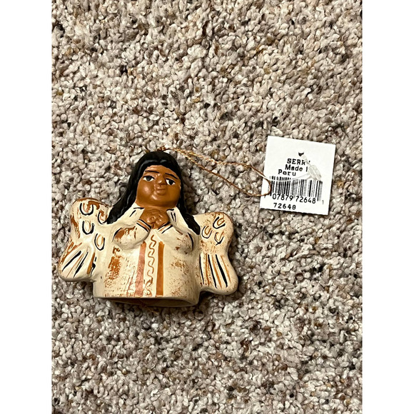 CIAP Peru Terra Cotta Clay Pottery Peruvian Folk Art Angel Wings Praying Bell - Picture 3 of 7